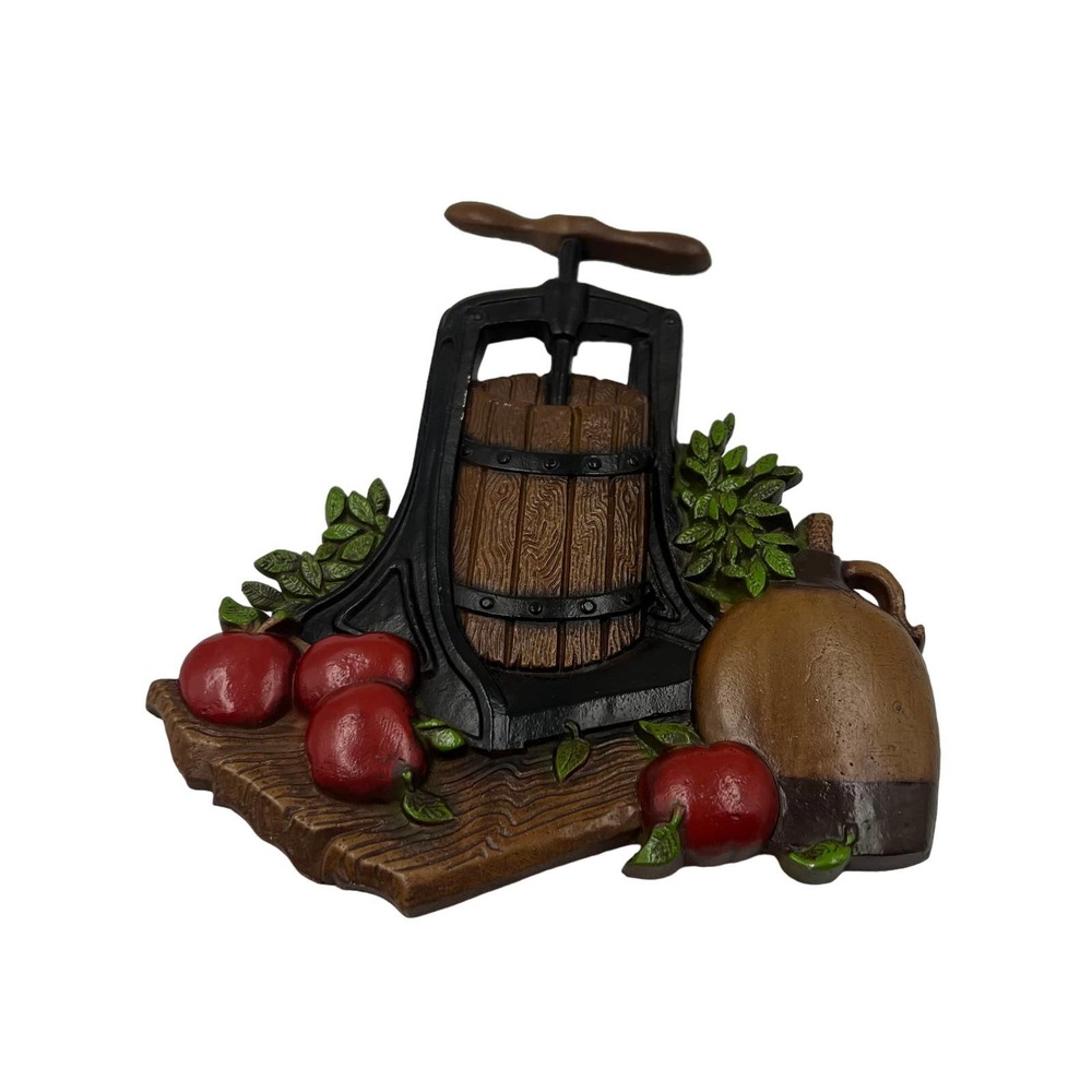 1978 Homco Wall Hanging Cast Iron Metal Apple Cider Press Country Farm‎ Decor